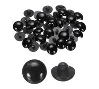sourcing map Lot de 30 boutons ronds en plastique de type champignon avec tige pour veste, manteau, chemise, robe de mariée, 15 mm, noir