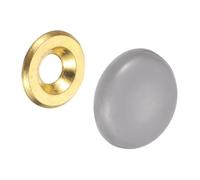 sourcing map Lot de 30 capuchons décoratifs de 16,8 mm, cache-vis en alliage de zinc, vis de fixation pour miroirs, tables basses, meubles en bois ou en verre, gris clair