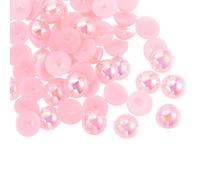 sourcing map Lot de 30 demi-perles en ABS de 10 mm à dos plat - Perles d'imitation brillantes pour loisirs créatifs, fabrication de chaussures, mariage, Noël, cadres photo, rose coloré