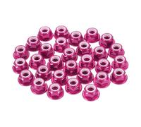 sourcing map Lot de 30 écrous de verrouillage M5 en alliage d'aluminium 0,8 mm - Écrous hexagonaux à bride en nylon dentelé pour drone RC quadrirotor - Adaptateur d'hélice FPV - Rouge rose