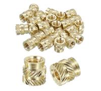 sourcing map Lot de 30 écrous moletés M6 x 9,5 mm de long x 9,5 mm de diamètre extérieur - Écrous en laiton pour impression 3D - Inserts filetés femelles en laiton