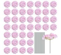 sourcing map Lot de 30 fleurs d'hortensia artificielles en soie avec tiges, pour centres de table de mariage, décoration de fête, rose clair