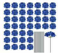 sourcing map Lot de 30 fleurs d'hortensia artificielles en soie avec tiges, pour centres de table de mariage, décoration de fête, bleu foncé