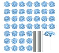 sourcing map Lot de 30 fleurs d'hortensia artificielles en soie, bleu clair avec tiges, fleurs d'hortensia complètes pour centre de table de mariage, décoration de fête
