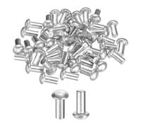 sourcing map Lot de 30 rivets à tête brasero en aluminium massif, M6 de diamètre x 12 mm de long, rivets de bateau à tête ronde en aluminium pour réparation de bateaux, machines, avions, industrie