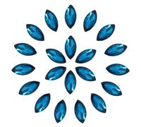 sourcing map Lot de 30 strass en forme d'œil de cheval - 13 x 27 mm - Perles en strass à dos pointu pour la fabrication de bijoux, les loisirs créatifs, les décorations en cristal - Bleu paon