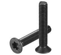 sourcing map Lot de 30 vis à métaux M6-1 x 35 mm à tête plate Torx en acier au carbone de qualité 10.9, anti-vol, finition oxyde noir, filetage complet