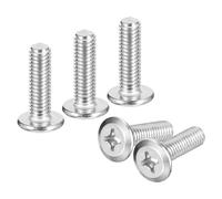 sourcing map Lot de 30 vis à tête cruciforme M6 x 20 mm à tête ronde plate en acier inoxydable 304, filetage complet, finition brillante, vis de connexion pour meubles