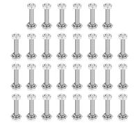 sourcing map Lot de 30 vis à tête hexagonale M3 x 18 mm en acier inoxydable 304, boulons, écrous, rondelles plates et de verrouillage, entièrement filetés, finition brillante pour maison, électronique