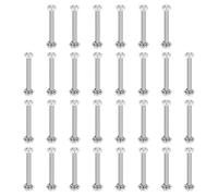 sourcing map Lot de 30 vis à tête hexagonale M3 x 30 mm en acier inoxydable 304, écrous, rondelles plates et de verrouillage, entièrement filetées, finition brillante pour maison, électronique