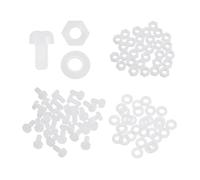 sourcing map Lot de 30 vis à tête ronde cruciforme en nylon PA66 M2 x 4 mm avec rondelles plates, écrous hexagonaux, boulons métriques à filetage complet pour assemblage de machines à faire soi-même