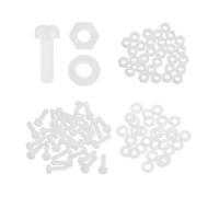 sourcing map Lot de 30 vis à tête ronde cruciforme en nylon PA66 M2 x 8 mm avec rondelles plates, écrous hexagonaux et rondelles plates pour assemblage de machines, blanc