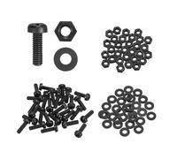 sourcing map Lot de 30 vis à tête ronde cruciforme en nylon PA66 M2 x 8 mm avec rondelles plates, écrous hexagonaux et rondelles plates pour assemblage de machines à faire soi-même, noir