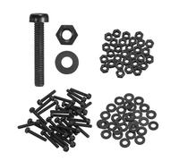 sourcing map Lot de 30 vis à tête ronde cruciforme en nylon PA66 M3 x 18 mm avec rondelles plates, écrous hexagonaux, boulons métriques à filetage complet pour assemblage de machines à faire soi-même