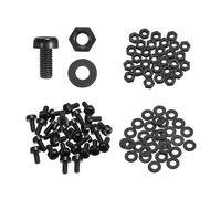 sourcing map Lot de 30 vis à tête ronde cruciforme en nylon PA66 M3 x 6 mm avec rondelles plates, écrous hexagonaux et rondelles plates pour assemblage de machines à faire soi-même, noir