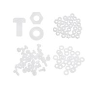 sourcing map Lot de 30 vis à tête ronde cruciforme en nylon PA66 M3 x 6 mm avec rondelles plates, écrous hexagonaux et rondelles plates pour assemblage de machines à faire soi-même, blanc