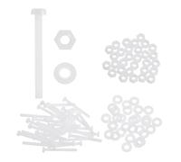 sourcing map Lot de 30 vis à tête ronde cruciforme en nylon PA66 M4 x 40 mm, écrous hexagonaux, rondelles plates, assortiment de boulons métriques à filetage complet pour assemblage de machine à faire