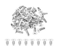 sourcing map Lot de 30 vis autotaraudeuses à tête plate M4,8 x 16 mm en acier inoxydable 410 pour vis à tôle - Blanc