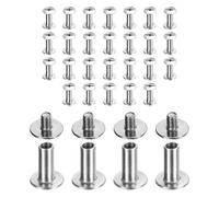 sourcing map Lot de 30 vis Chicago M3 x 10 mm de longueur 5 mm en métal Phillips clous rivets rivets de liaison vis pour bricolage, ceinture en cuir, sac, loisirs créatifs, reliure, argent