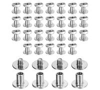 sourcing map Lot de 30 vis Chicago M3 x 6 mm de longueur 3 mm en métal Phillips clous rivets rivets de liaison vis pour bricolage, ceinture en cuir, sac, loisirs créatifs, reliure, argent
