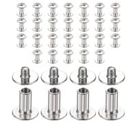 sourcing map Lot de 30 vis Chicago M3 x 9 mm de longueur 5 mm en métal Phillips clous rivets rivets de liaison vis pour bricolage, ceinture en cuir, sac, loisirs créatifs, reliure, argent
