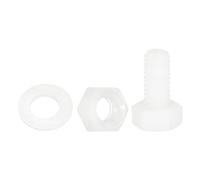 sourcing map Lot de 300/100 boulons hexagonaux en nylon, M5 x 10 mm, vis à tête hexagonale entièrement filetées en plastique avec rondelles plates pour machines électroniques, accessoires industriels