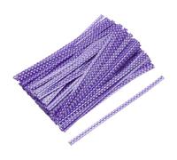 sourcing map Lot de 300 attaches torsadées en plastique métallique pour attacher du pain, des bonbons, des biscuits, des sacs cadeaux, des loisirs créatifs, des pois violets et blancs de 9,9 cm
