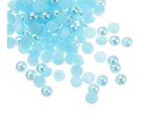 sourcing map Lot de 300 perles d'imitation demi-rondes en plastique ABS pour loisirs créatifs, chaussures, décorations, vêtements, mariage, Noël, cadres photo, bleu lac - 6 mm