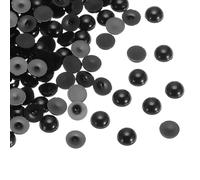 sourcing map Lot de 300 perles d'imitation demi-rondes en plastique ABS pour loisirs créatifs, chaussures, décorations, vêtements, mariage, Noël, cadres photo, 10 mm, noir