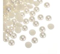 sourcing map Lot de 300 perles d'imitation demi-rondes en plastique ABS pour loisirs créatifs, chaussures, décorations, vêtements, mariage, Noël, cadres photo, 14 mm, beige