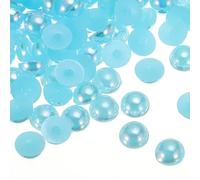 sourcing map Lot de 300 perles d'imitation demi-rondes en plastique ABS pour loisirs créatifs, chaussures, décorations, vêtements, mariage, Noël, cadres photo, bleu lac - 10 mm