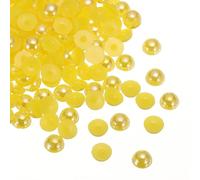 sourcing map Lot de 300 perles d'imitation demi-rondes en plastique ABS pour loisirs créatifs, chaussures, décorations, vêtements, mariage, Noël, cadres photo, 12 mm, jaune