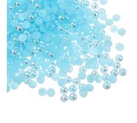 sourcing map Lot de 300 perles d'imitation demi-rondes en plastique ABS pour loisirs créatifs, chaussures, décorations, vêtements, mariage, Noël, cadres photo, bleu lac - 4 mm
