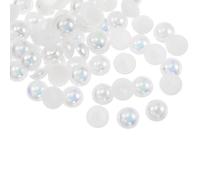 sourcing map Lot de 300 perles d'imitation demi-rondes en plastique ABS pour loisirs créatifs, chaussures, décorations, vêtements, mariage, Noël, cadres photo, blanc vif - 10 mm