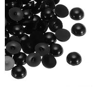 sourcing map Lot de 300 perles d'imitation demi-rondes en plastique ABS pour loisirs créatifs, chaussures, décorations, vêtements, mariage, Noël, cadres photo, 14 mm, noir