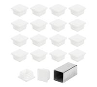 sourcing map Lot de 32 embouts carrés de 30 mm, bouchons en plastique pour tubes métalliques, pieds de chaise, table, étagères, meubles, blanc