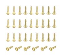 sourcing map Lot de 35 vis en laiton M4 x 16 mm à tête ronde auto-taraudeuses pour le travail du bois, la réparation de meubles, cadre photo, cloison sèche, appareils ménagers, doré