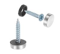 sourcing map Lot de 36 cache-vis, 12 mm de diamètre en acier inoxydable pour rétroviseur, clous décoratifs, joints plats, fixations à vis pour panneaux, publicité, quincaillerie de construction