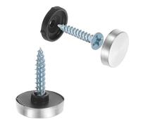 sourcing map Lot de 36 cache-vis, 16 mm de diamètre en acier inoxydable pour rétroviseur, caches décoratifs, clous convexes, fixations à vis pour panneaux publicitaires, quincaillerie de construction