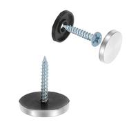 sourcing map Lot de 36 cache-vis, 22 mm de diamètre en acier inoxydable pour rétroviseur, clous décoratifs, joints plats, fixations à vis pour panneaux, publicité, quincaillerie de construction