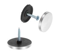 sourcing map Lot de 36 cache-vis, 30 mm de diamètre en acier inoxydable pour miroir, caches décoratifs, clous convexes, fixations à vis pour panneaux, publicité, quincaillerie de construction, argenté