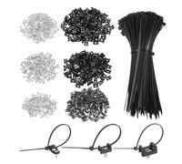 sourcing map Lot de 360 supports de fixation de câble de 1,9 cm, 1,5 cm, 2,3 cm avec attaches de câble de 15,2 cm et vis taraudeuses M3 M4 M5, ensemble de pinces de support de rangement de fils, noir
