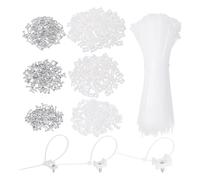 sourcing map Lot de 360 supports de fixation de câble de 1,9 cm avec attaches de câble de 15,2 cm et vis taraudeuses M3 M4 M5, ensemble de pinces de support de rangement de fils, blanc