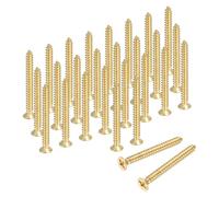 sourcing map Lot de 38 vis à bois cruciformes en laiton M3 x 30 mm, vis à bois plates cruciformes autotaraudeuses pour charnières de porte, travaux manuels en bois et projets de bricolage (doré, lot