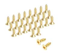 sourcing map Lot de 38 vis à bois Phillips en laiton M3,5 x 10 mm, vis à bois cruciformes autotaraudeuses pour charnières de porte, travaux manuels en bois et projets de bricolage (doré, lot de 38)