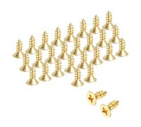 sourcing map Lot de 38 vis à bois Phillips en laiton M3,5 x 8 mm, vis à bois cruciformes auto-taraudeuses pour charnières de porte, travaux manuels en bois et projets de bricolage (doré, lot de 38)