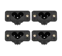 sourcing map Lot de 4 adaptateurs de prise C6 pour montage sur panneau CA 250 V 2,5 A/5 A 3 broches IEC Connecteur d'alimentation droit
