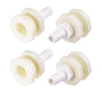 sourcing map Lot de 4 adaptateurs de raccord de cloison 12 mm cannelé x G1/2 femelle ABS blanc pour aquariums, réservoirs d'eau, baignoires, piscines