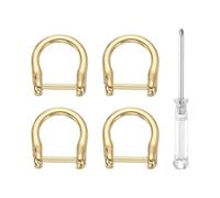 sourcing map Lot de 4 anneaux en D à visser de 1,6 cm en forme de fer à cheval en forme de U demi-cercle avec tournevis pour bricolage du cuir, porte-clés, accessoires de collier, or clair