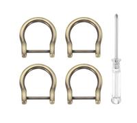 sourcing map Lot de 4 anneaux en D à visser de 1,9 cm en forme de fer à cheval en forme de U demi-cercle avec tournevis pour loisirs créatifs en cuir, porte-clés, accessoires de collier, brosse dorée